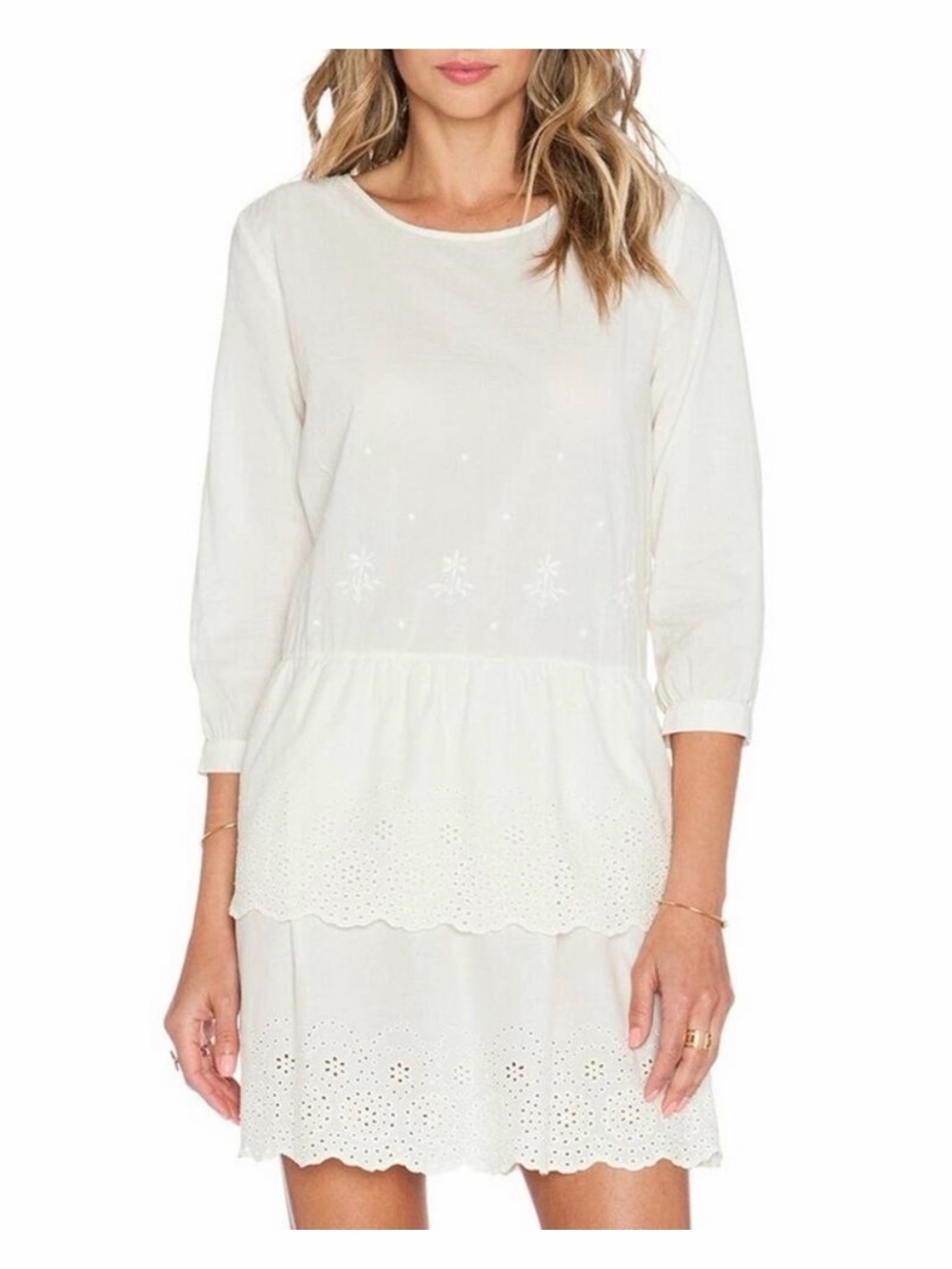 THE GREAT. Revolve White Ruffle Mini Dress